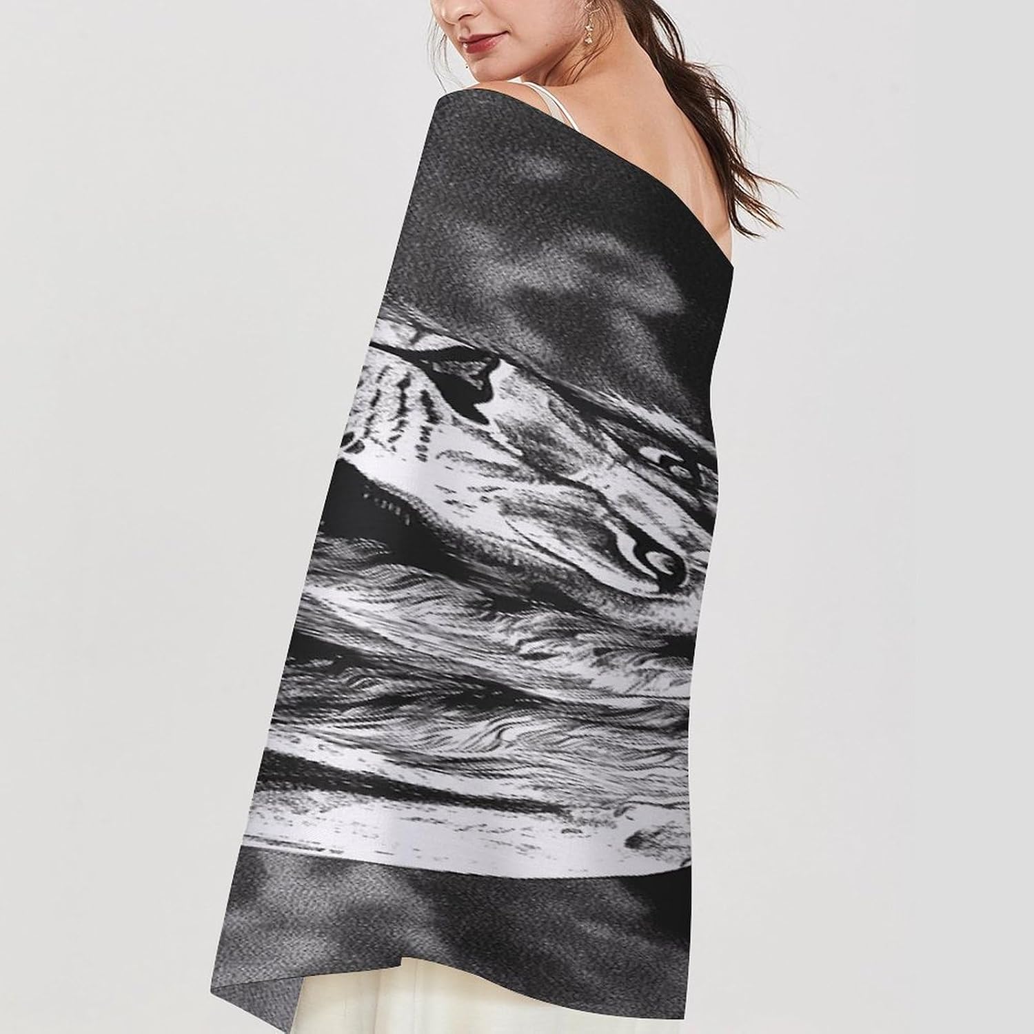 Lion Black And White Illustration Scarf for Women Men Classic Fashion Blanket Scarves Soft Cashmere Feel Scarf Cold Weather Warm Long Shawl Winter Large Scarves Classic Blanket Scarfs Thick