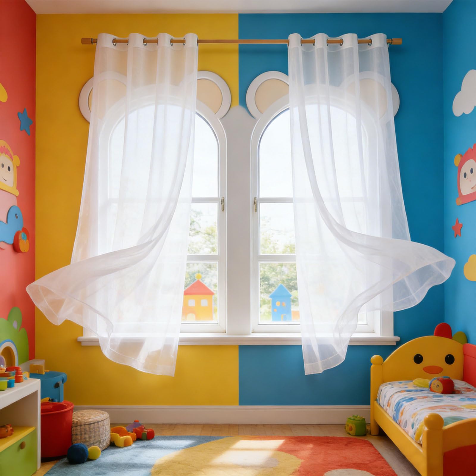 GUOJUN Gardinen Vorhänge mit Ösen 115 x 295 cm mit Ösen, Modern Und Langlebig Verdunklungsvorhänge, Gardine Transparent für Schlafzimmer Wohnzimmer, Weiß