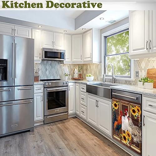 Miniatura 7 de Imán de vinilo para decoración de pollo de granja, para la parte delantera, para la parte delantera, para nevera de girasol de madera, gallo, puerta