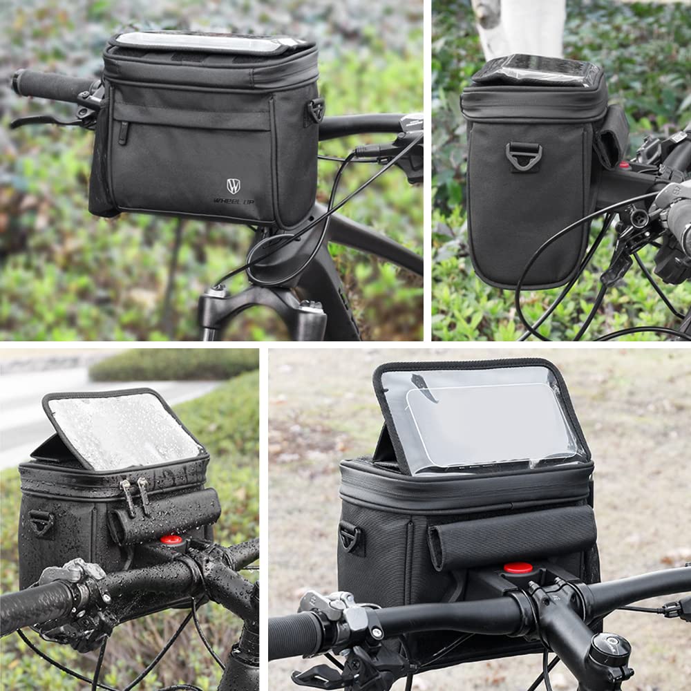 Lixada Borsa Manubrio Bici Impermeabile con Finestra in TPU Altezza Regolabile Touch Screen 20,5x18,3x12,5cm, Borse MTB da Manubrio Stabile per Il Ciclismo di Breve Distanza Pendolarismo