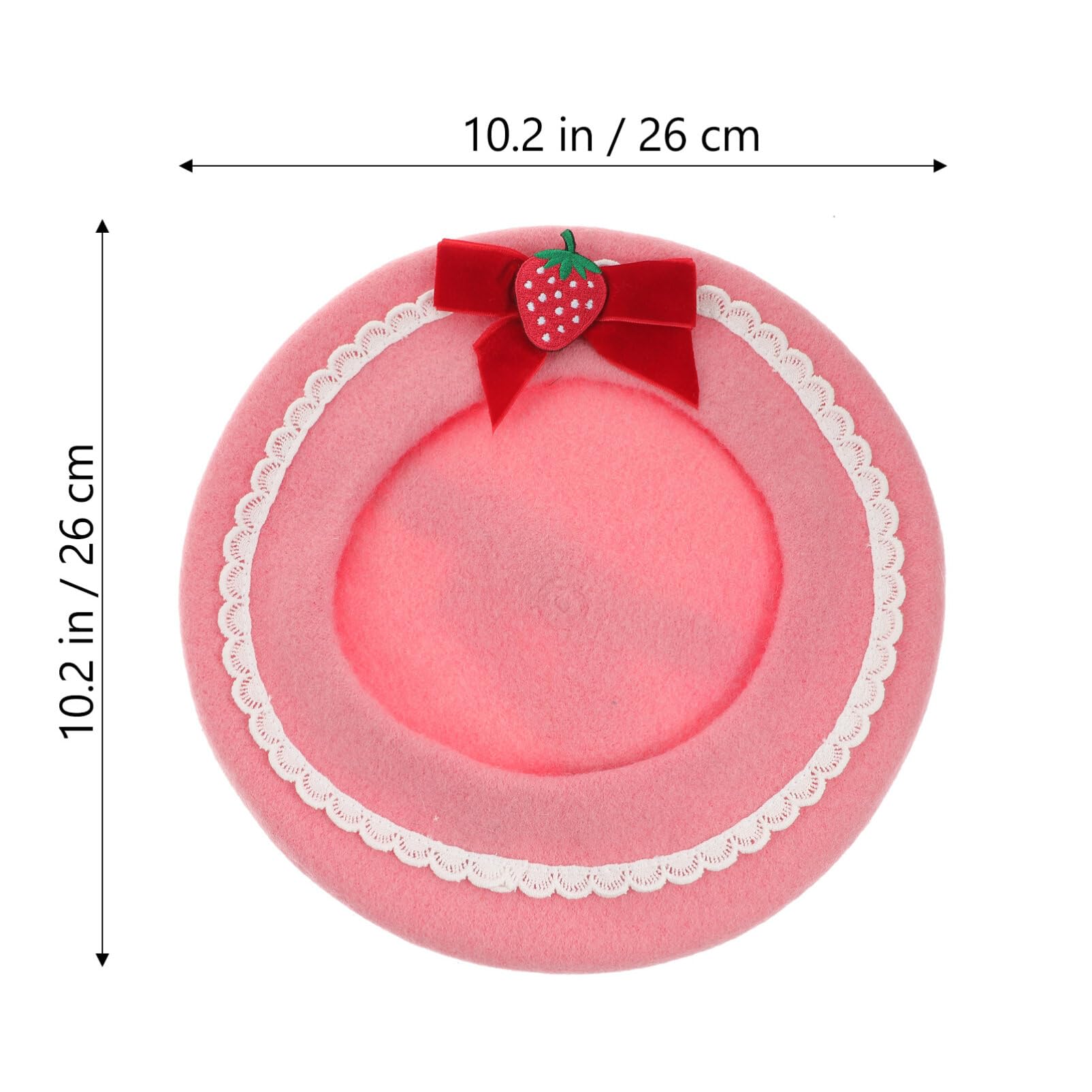 PRETYZOOM Berretto Donna Fiocco in Lana Rosa Taglia M 56-58 Cm