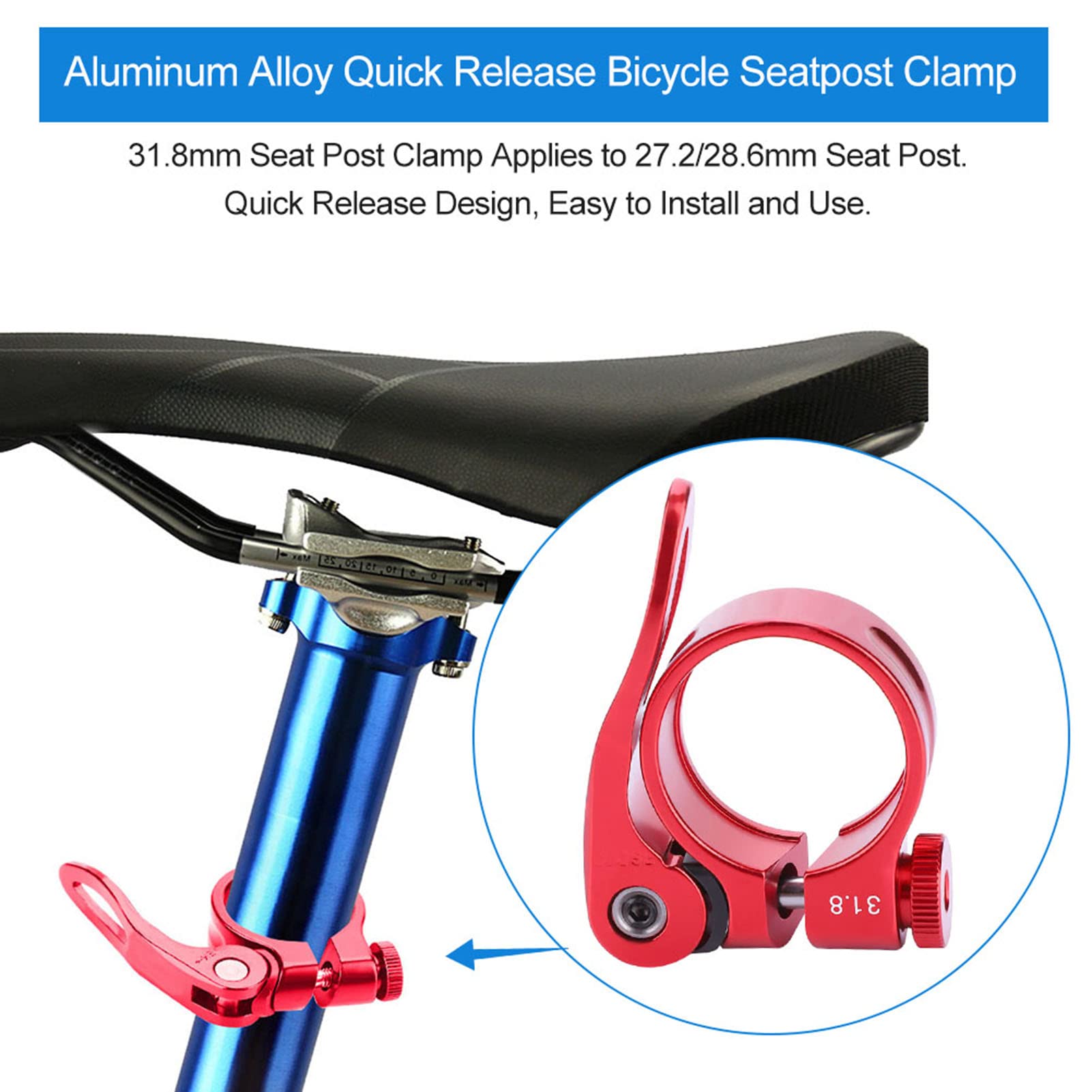 Collier De Serrage Alliage Aluminium Libération Rapide 22,2 Mm Pour Tige De Selle Vélo