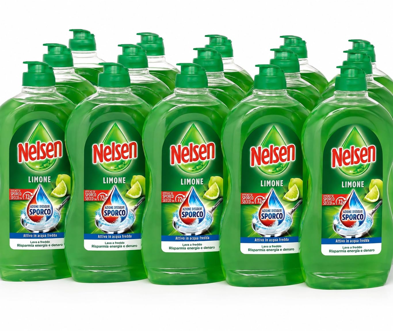 12 Pezzi Detersivo Piatti Limone 900ml Sgrassante Sporco Secco 10,8 Litri