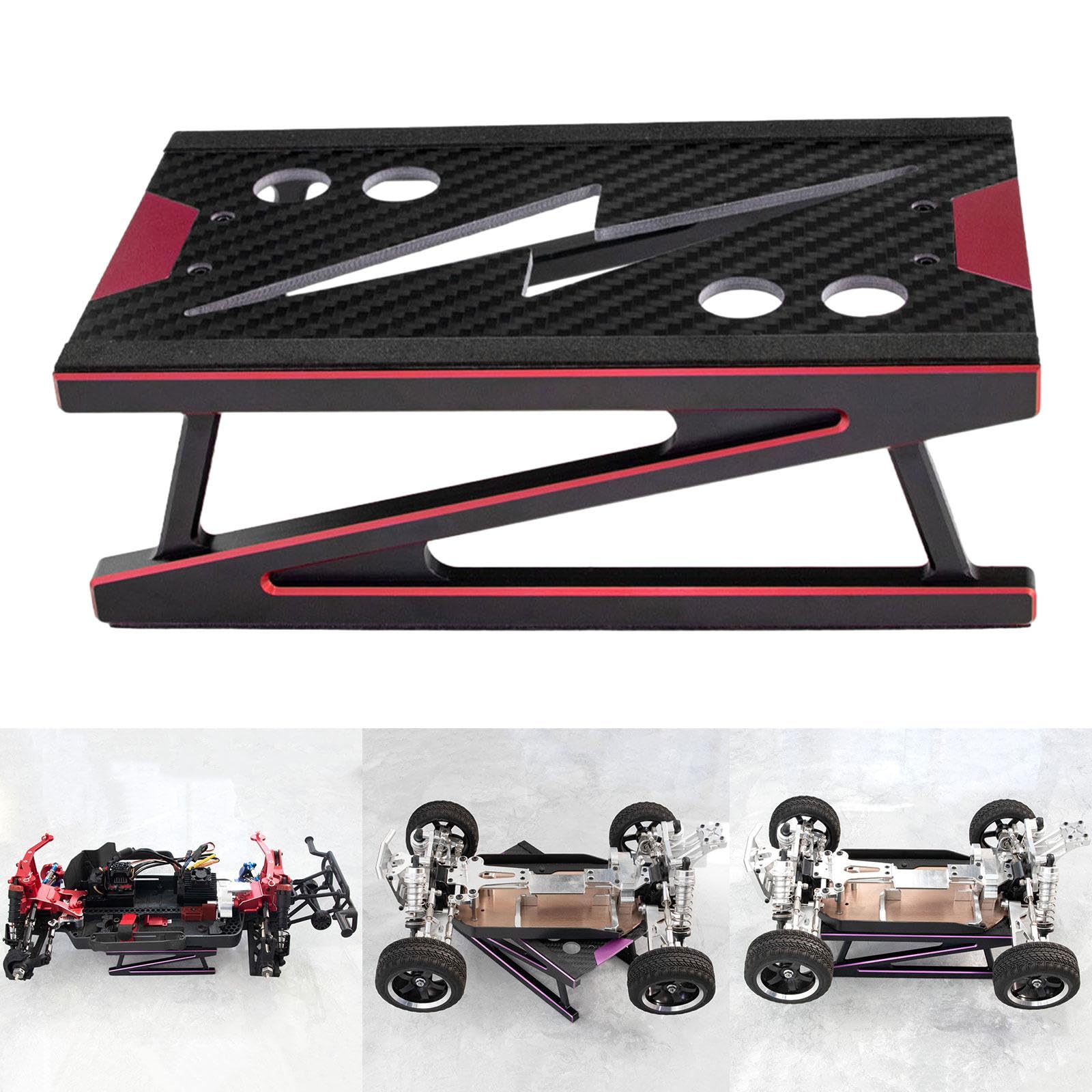 Soporte de Aluminio, Estación de Reparación de Aluminio, Maquetas de Coches a Escala 1/8 Y 1/10, Trabajos de Reparación, para Camiones Y Coches, Rojo