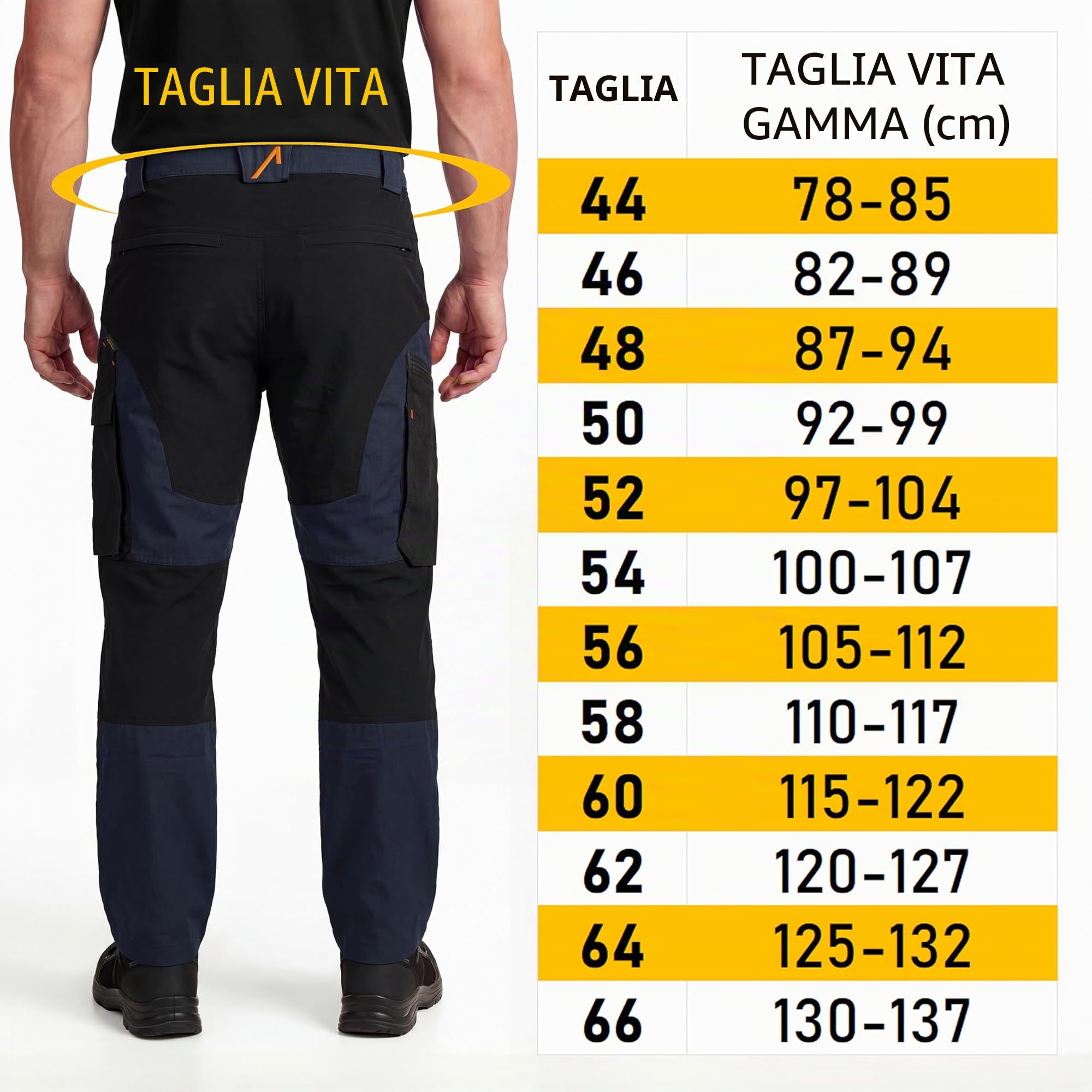ACE Constructor Pantaloni da Lavoro ibridi Lunghi da Uomo - Pantaloni Cargo Outdoor con Cordura ed Elastico Elasticizzato per Uomo - 44 a 66