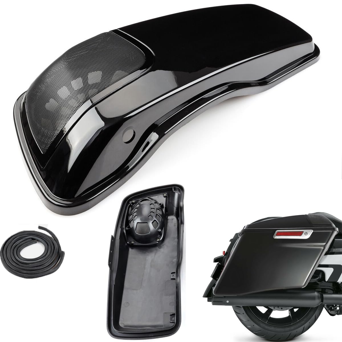 Pair 5x7 inch Hard Saddlebag Speaker Lids with Grille Cover For Harley Touring CVO Road Glide, Road King, Street Glide, Electra Glide, Ultra Limited Low