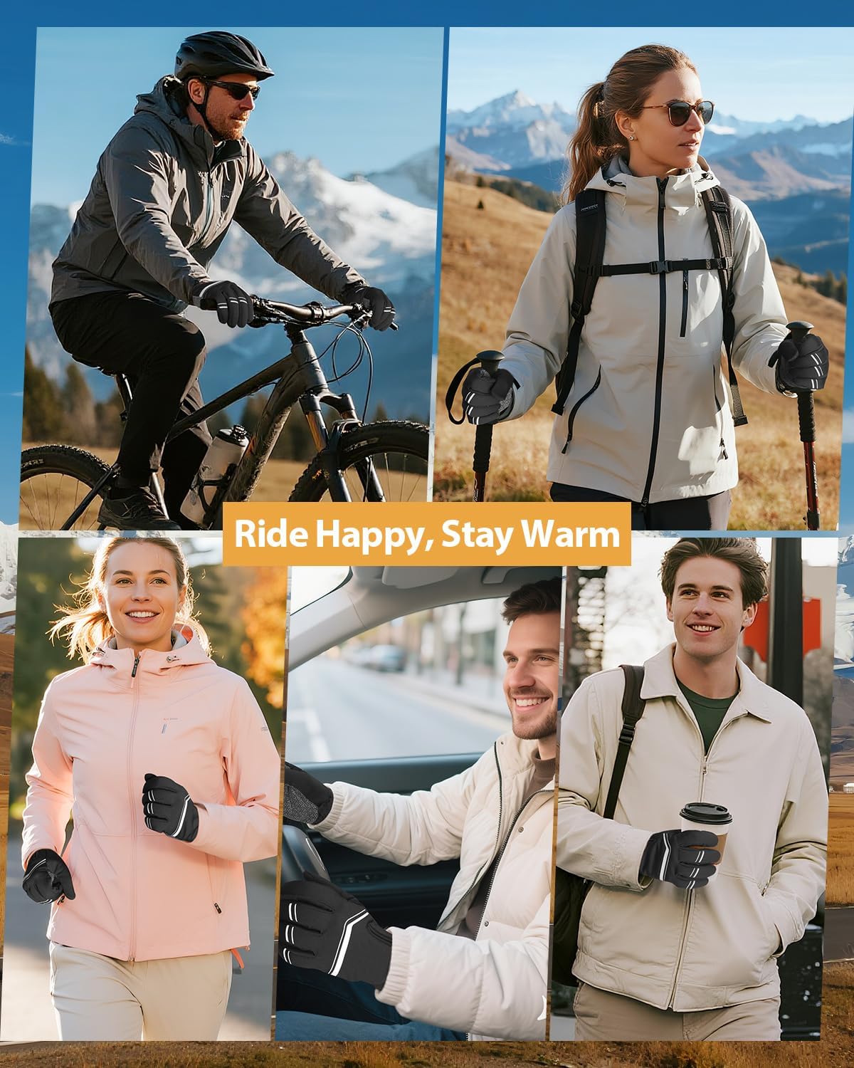 RIGWARL Winter Cycling Gloves for Men and Women, Bike Gloves for Men Cycling, Warm Bicycle Glove for Riding Running Hiking - Image 6