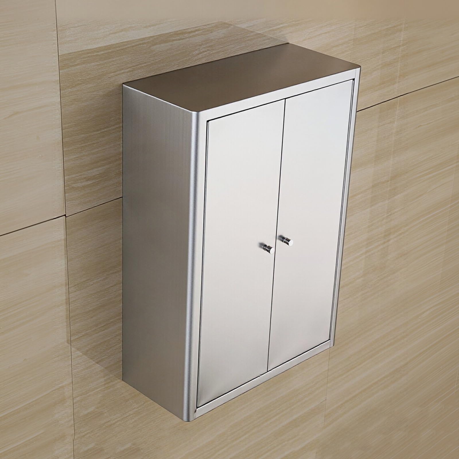 Armario de pared de acero inoxidable para organizar la cocina y el baño sin ocupar espacio
