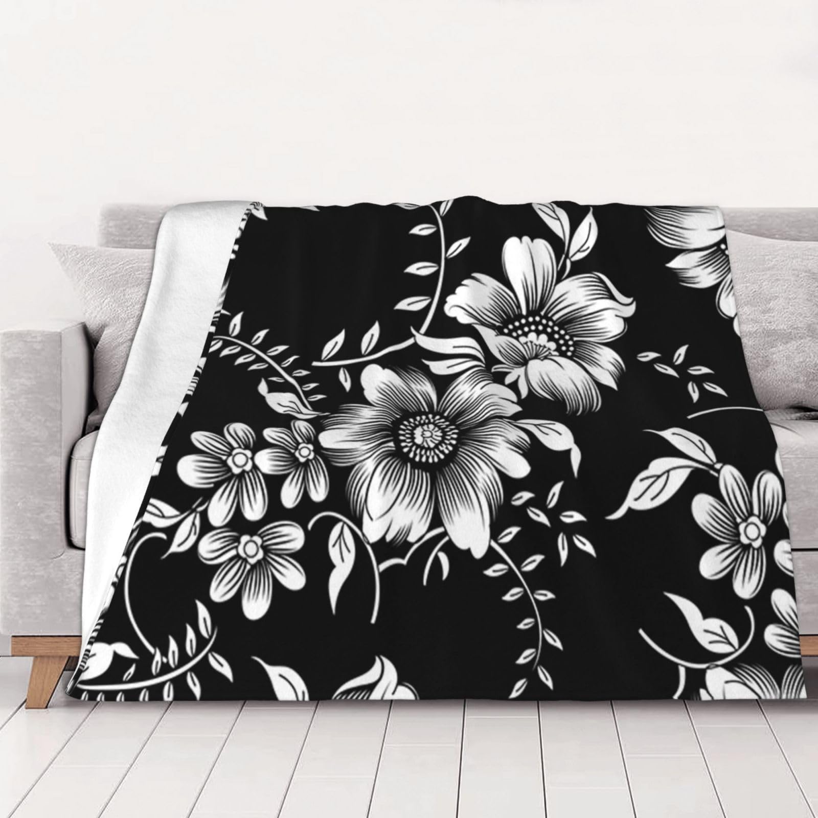 Couverture en flanelle noire 150x125 cm plaid chaud lit canapé