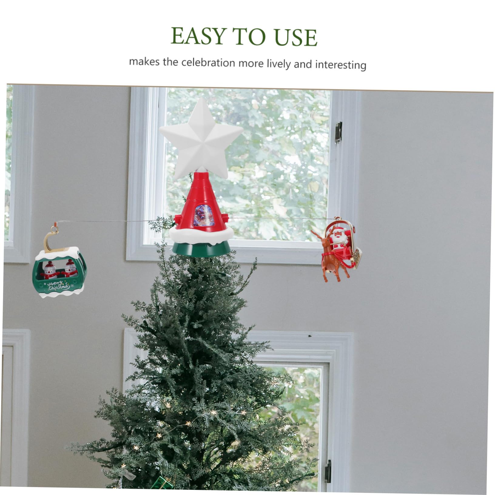 ULTECHNOVO Estrella para Árbol de Navidad Giratoria y Luminosa con Música Adorno con Papá Noel y Muñecos de Iluminación LED para Decoración Interior y Exterior Festiva