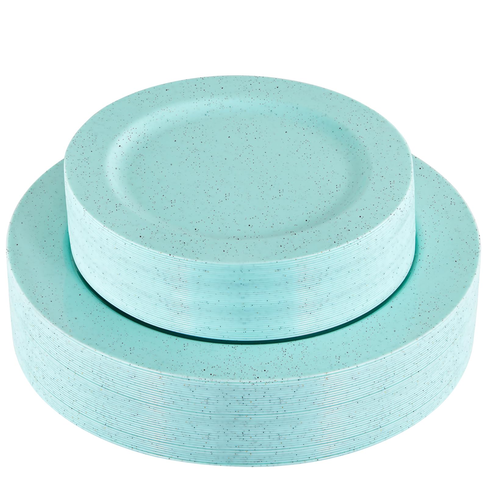 DaYammi 60PCS Green Plates,Disposable Green Plastic Plates With Glitter,Granite Plastic Plates,Heavy Duty Green Plates Include 10.25inch Dinner Plates,7.5inch Dessert Plates for Mother's Day