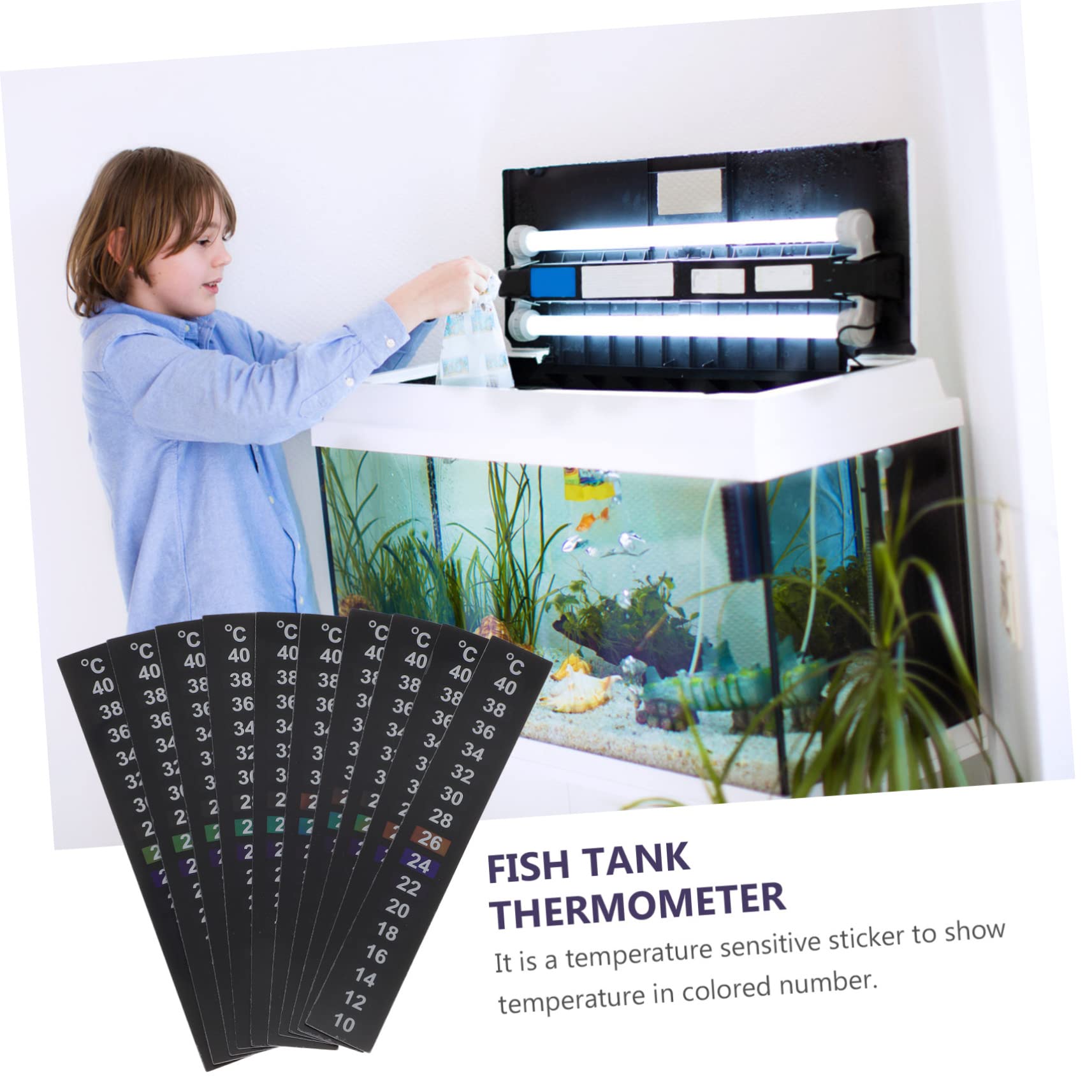 BESPORTBLE 10pcs Aquarium Thermometer Sticker 10 Stick Thermometer Strip for Fish Tank Decor