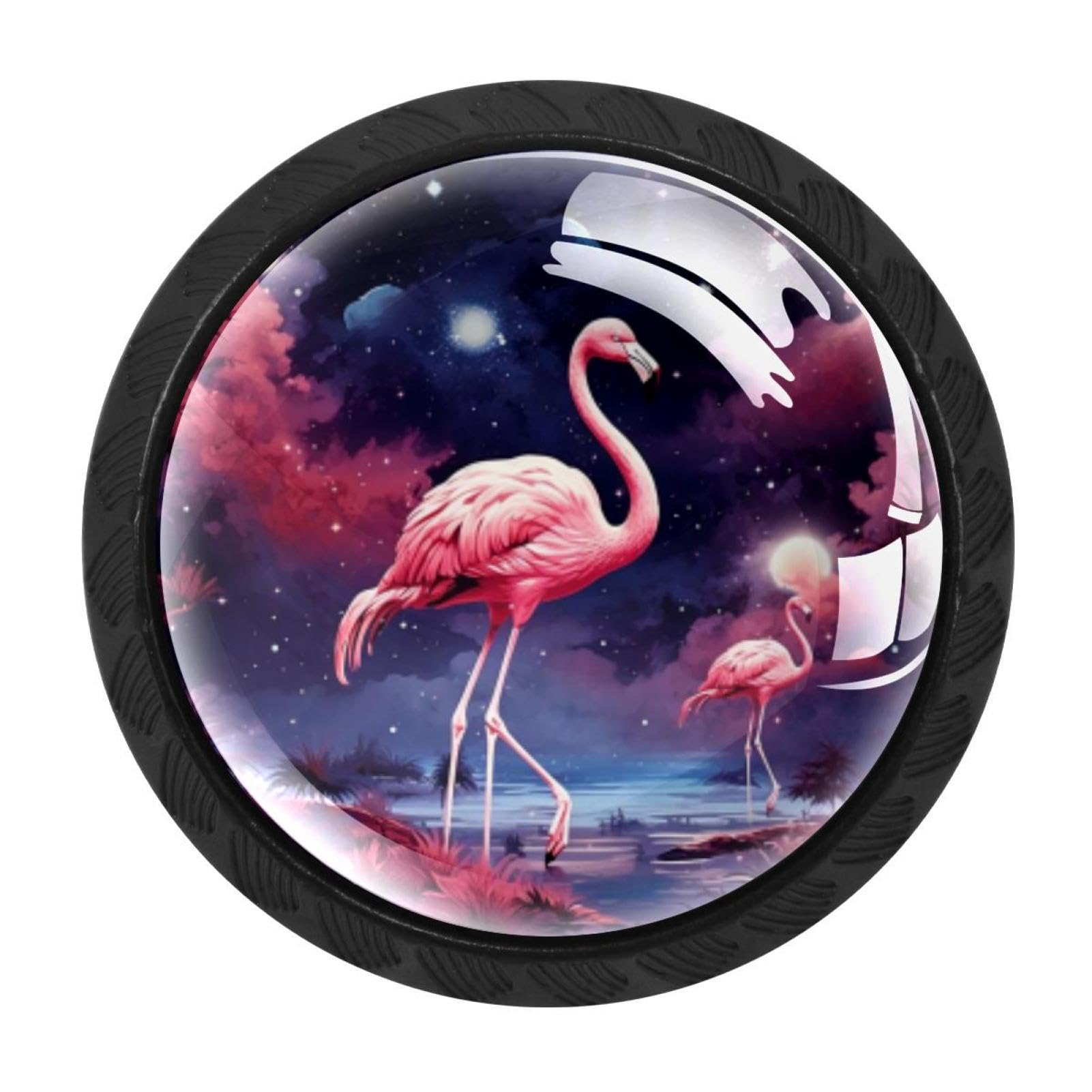 CHENZZZZ 4 Pieces Dresser Knobs Starry Flamingos Drawer knobs Cabinet Knobs Pull Handles for Home Kitchen Office