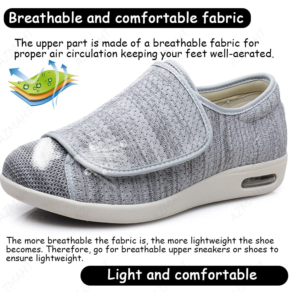Zapatillas Hombre Anchas Zapatilla para Pies Delicados sin presión, Ligero, Apto ortopédicos para Zapatos de Arco para pies Planos Zapatos ortopédicas de Arco de Soporte,Dark Grey,37 EU