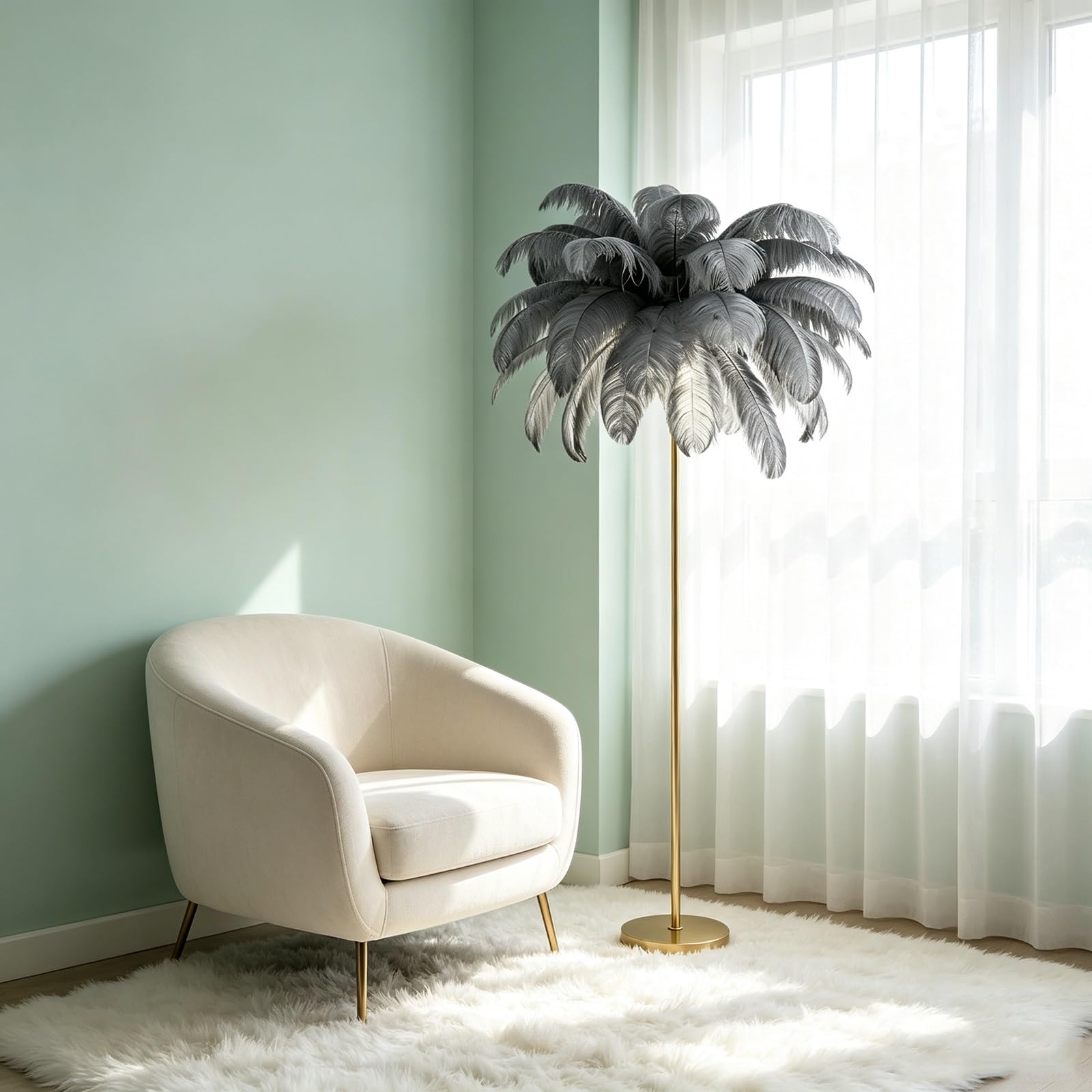 LCNDKF Indoor Decorative Feather Floor Lamp