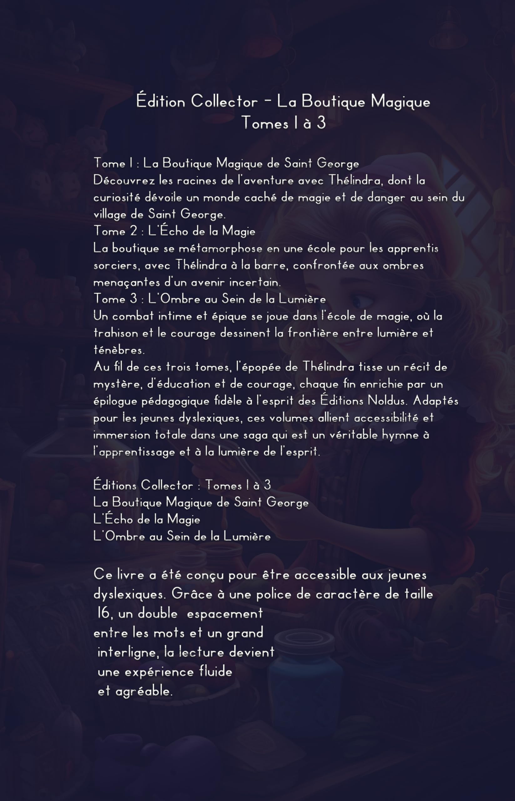 LA BOUTIQUE MAGIQUE FORCE THÉLINDRA À OUVRIR UNE ÉCOLE DE MAGIE - Édition Collector Tome 1, 2 et 3 DYS: LA BOUTIQUE MAGIQUE DE SAINT GEORGE + L'ÉCHO DE LA MAGIE + L'OMBRE AU SEIN DE LA LUMIÈRE
