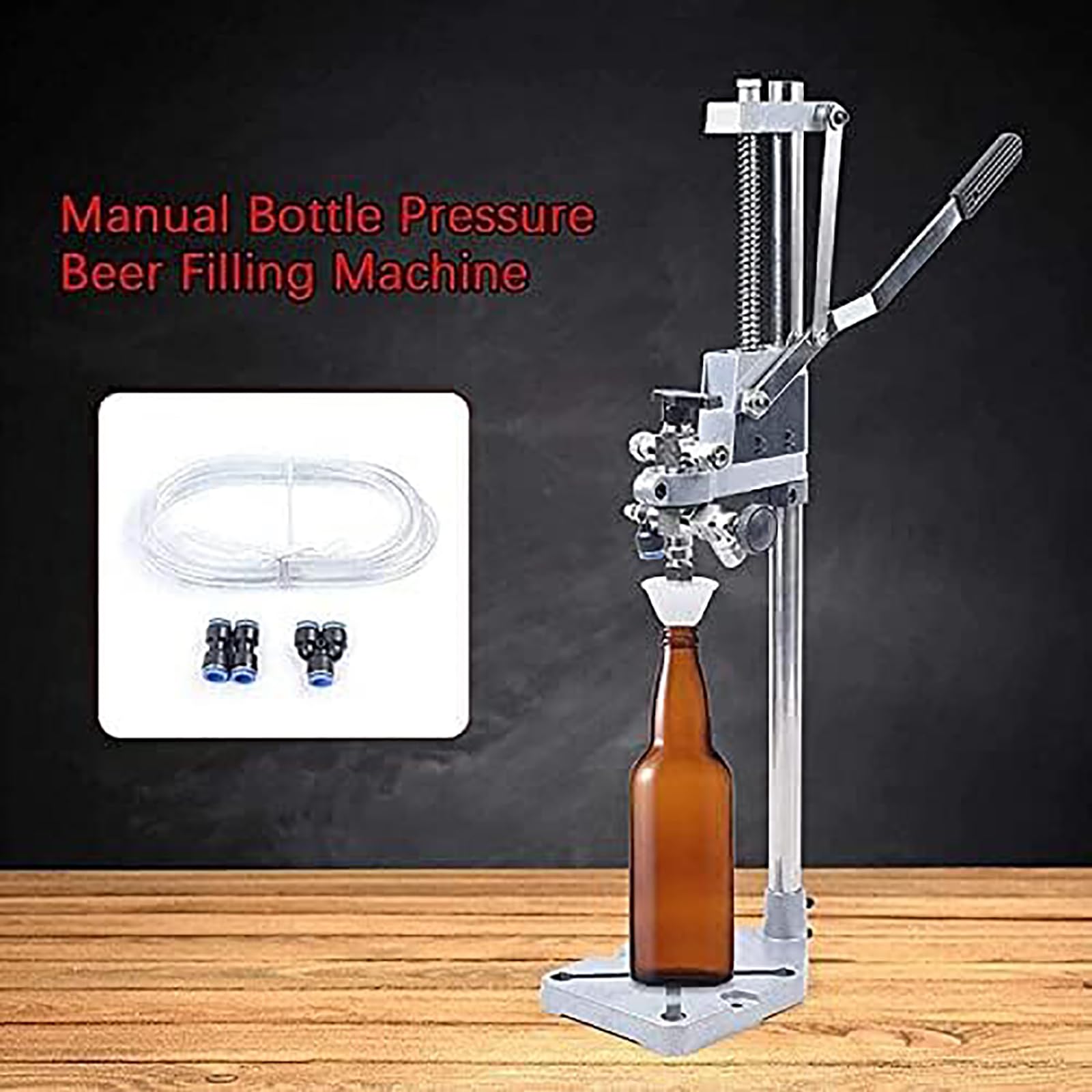 Llenadora de botellas, llenadora de botellas a contrapresión, máquina llenadora manual de líquidos para botellas de cerveza/vino de acero inoxidable, para botellas de vidrio/convexas/plástico/vino