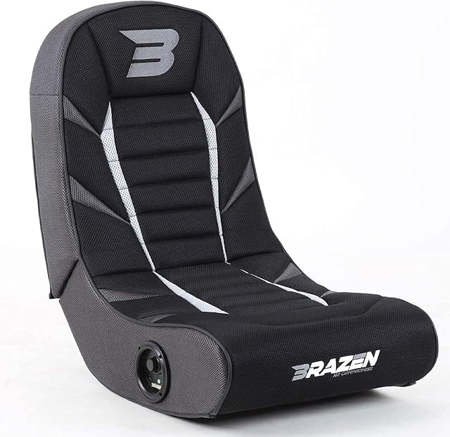 BraZen Python 2.0 Bluetooth Gaming Chair Foldable Floor Rocker with Speaker for Children - Grey