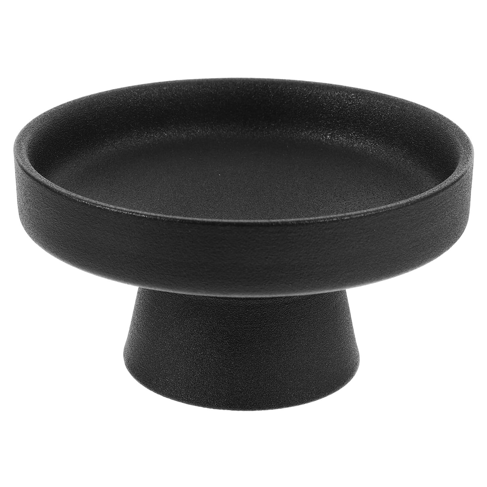Yardwe Ceramic Fruit Bowl, 5 Inch Footed Decorative Bowl Dessert Bowl Food Snack Storage Tray for Kitchen Counter Table (Black)