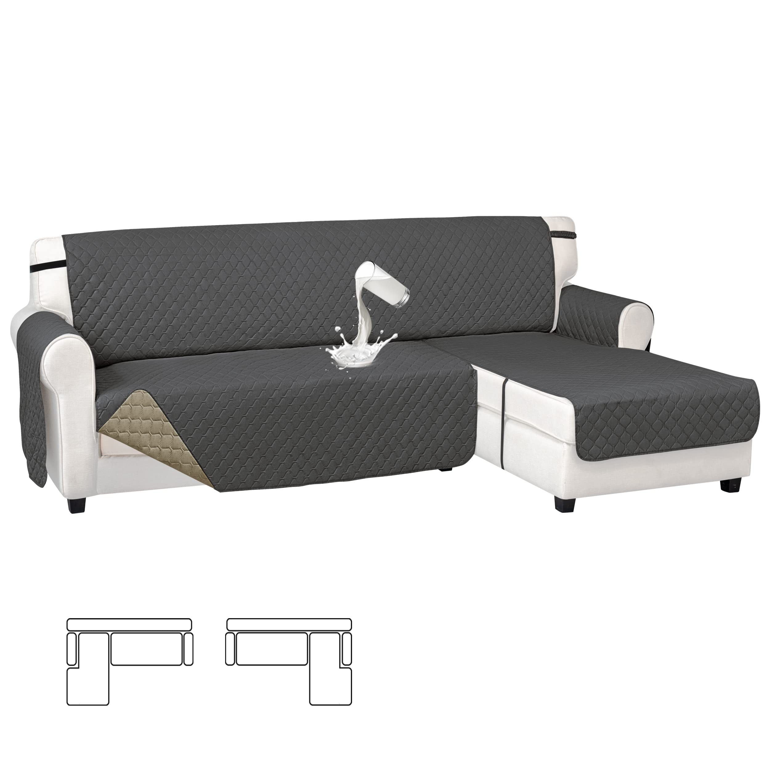 Easy-Going Waterproof L Shape Sectional Couch Covers with Chaise