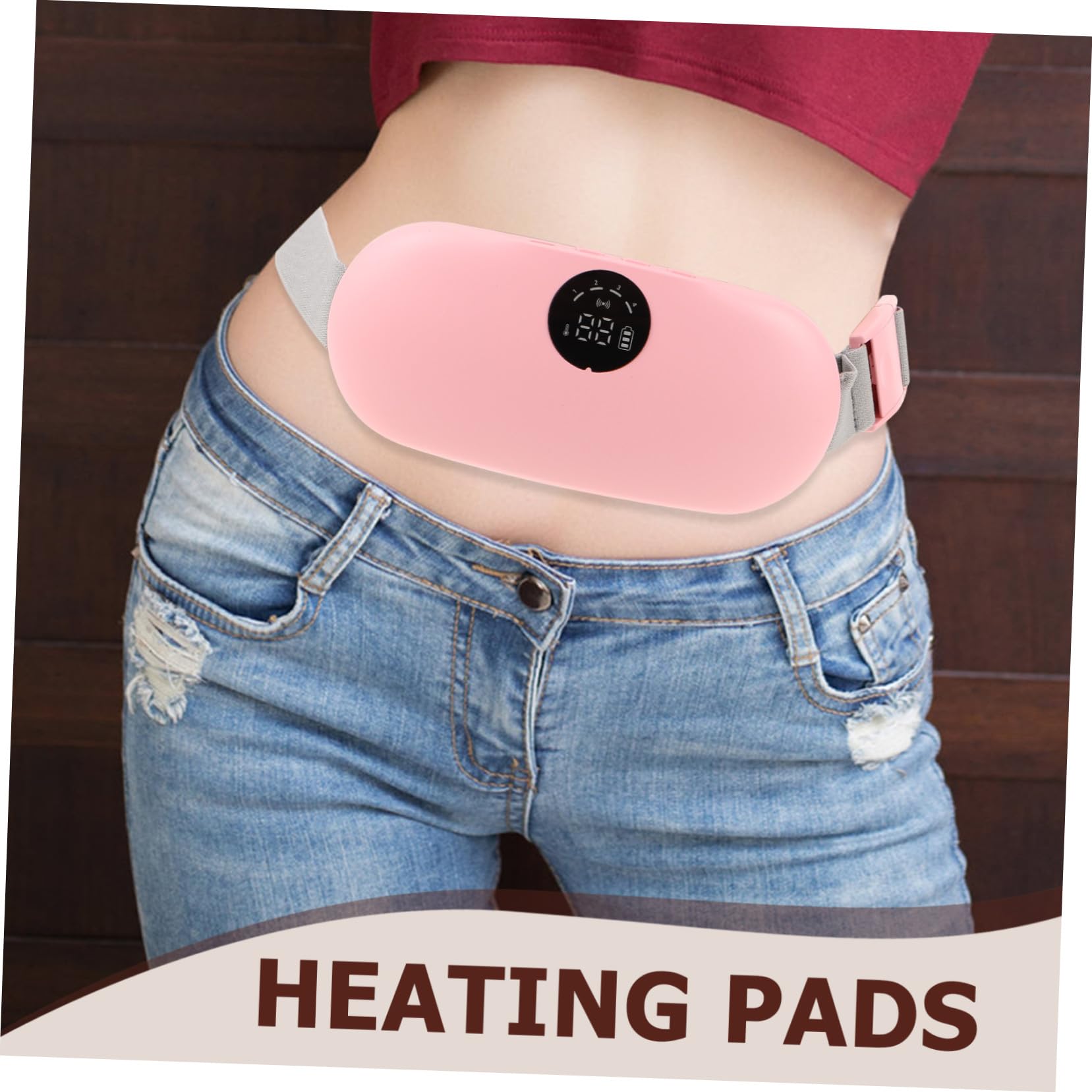 PACKOVE Masajeador De Cintura Eléctrico Recargable 1 Unidad Cinturón Térmico Para Cólicos Menstruales Tejido Ultrasuave Alivio Abdominal y Lumbar Para Menstruación Uso Doméstico y Portátil Mujeres