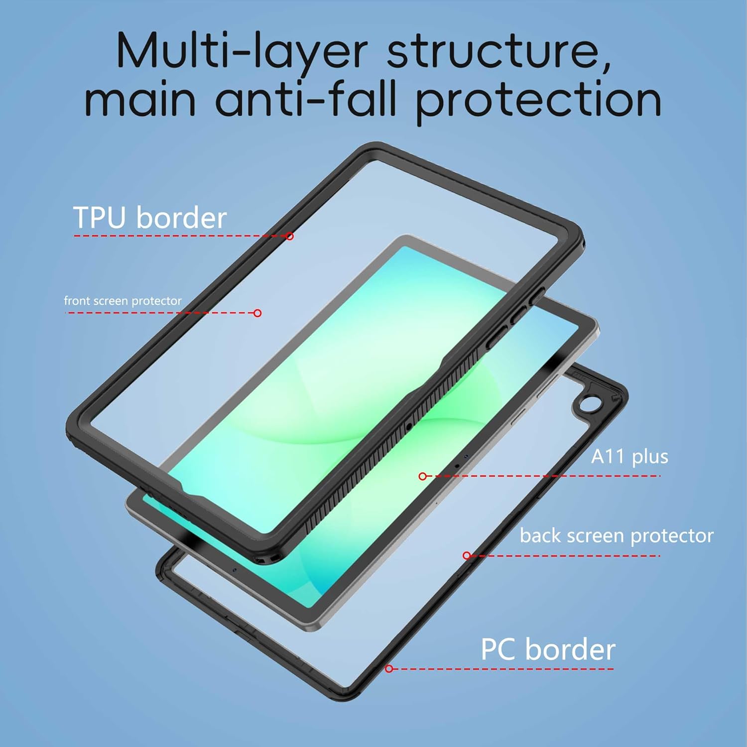 Waterproof Case for Samsung Galaxy Tab A11 Plus 11 Inch 5G 2025 Case,Built-in Screen Protector/Kickstand/Hand Rope/Full-Body Shockproof Protective Cover for Galaxy Tablet A11+ (Black)