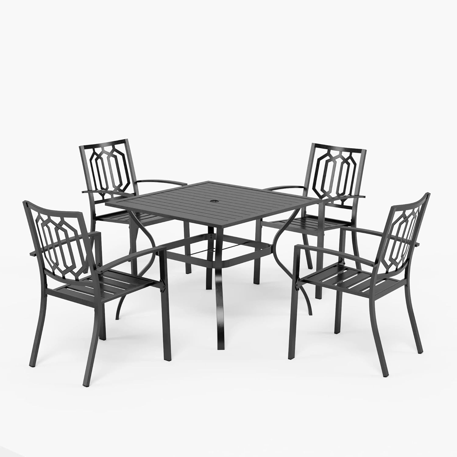 PHIVILLA Garden Table and Chairs Set of 4 Patio Table Chairs Metal