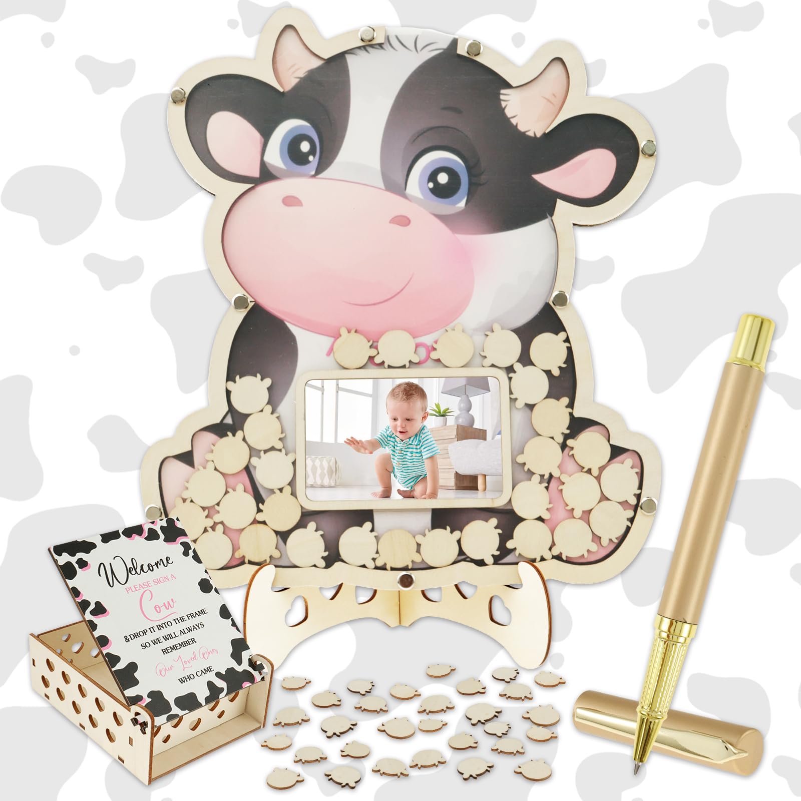 Księga gości na baby shower zestaw alternatywnych książek gości na baby shower z ramką na zdjęcia drewniane dekoracje baby shower baby shower znak książka na urodziny
