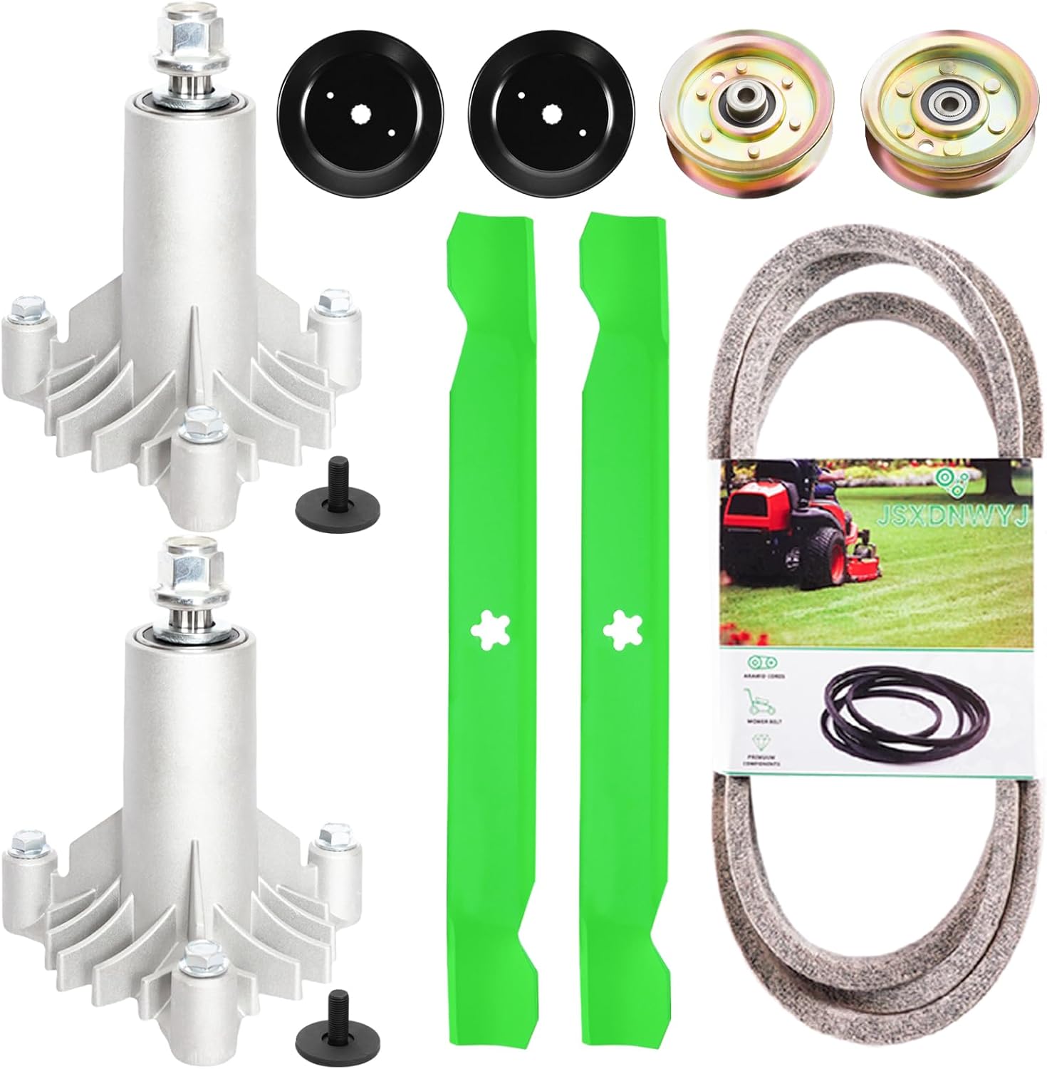 42 Inch Mower Deck Rebuild Kit - Fits Crafts man Hu sqvarna 42 inch LT1000 LT2000 2 Spindes(130794) 2 Blades(134149) 1 Belt(532144959) 2 Pulleys(153535) 2 Idler(131494)