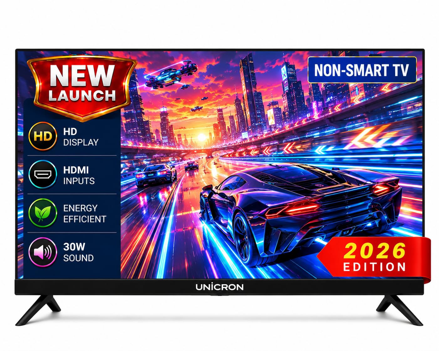 UNICRON TE 24 Inch Non Smart LED TV with 30W Sound Output, Slim Design Clear HD Display with HDMI & USB Ports, Ideal for Security, Office, Gaming & CCTV Monitor-image-49