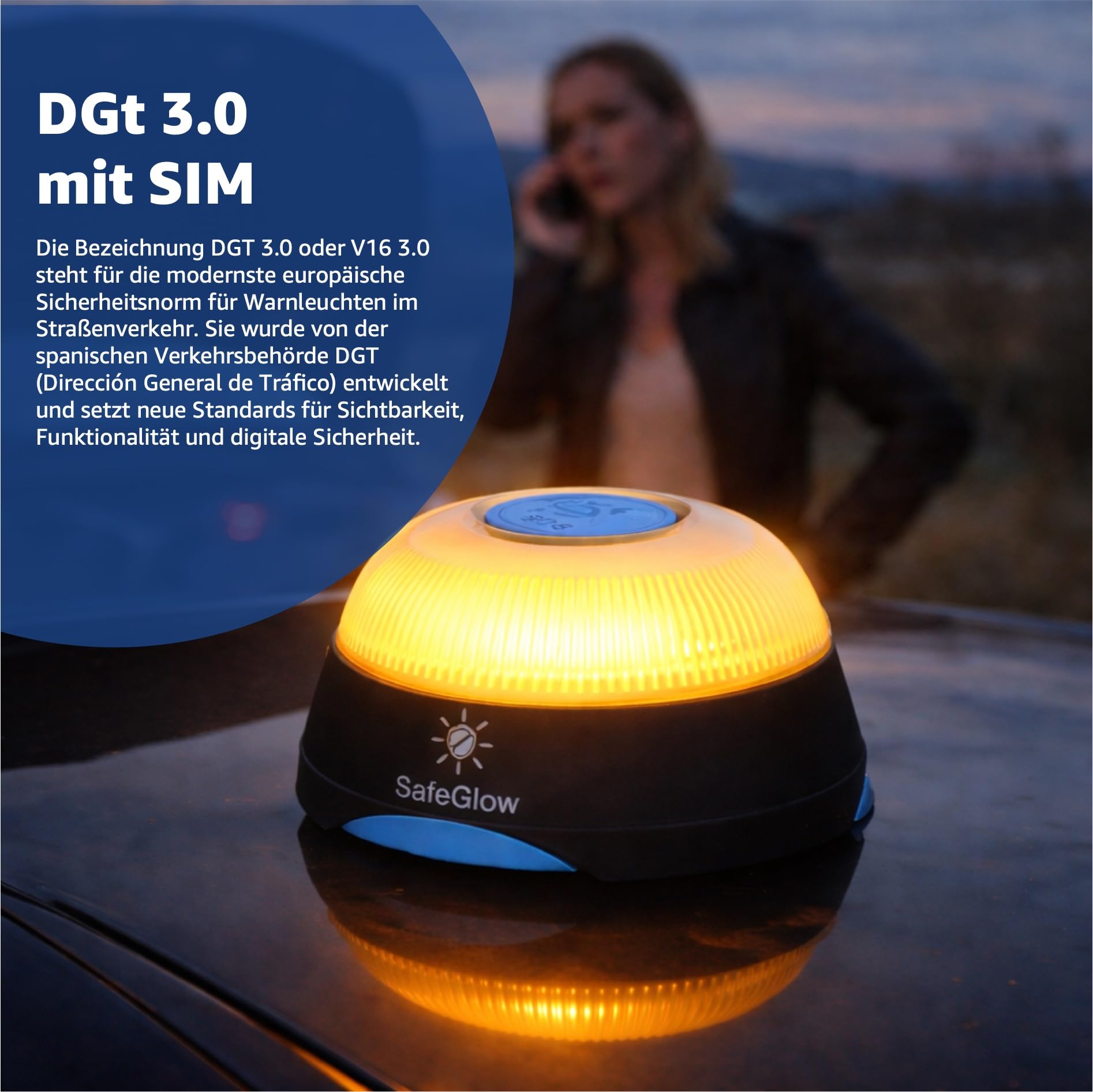 Lampa ostrzegawcza V16 do samochodów osobowych i osobowych - z kartą SIM i DGT 3.0 zatwierdzona w Hiszpanii 2026 - akcesoria samochodowe i zestaw awaryjny