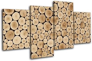 Bold Bloc Design - Teak Wood Log Bark Tree Nature Abstract 160x90cm MULTI Canvas Art Print Box Framed Picture Wall Hanging - Hand Made In The UK - Framed And Ready To Hang 13-4656(00B)-MP04-LO-C