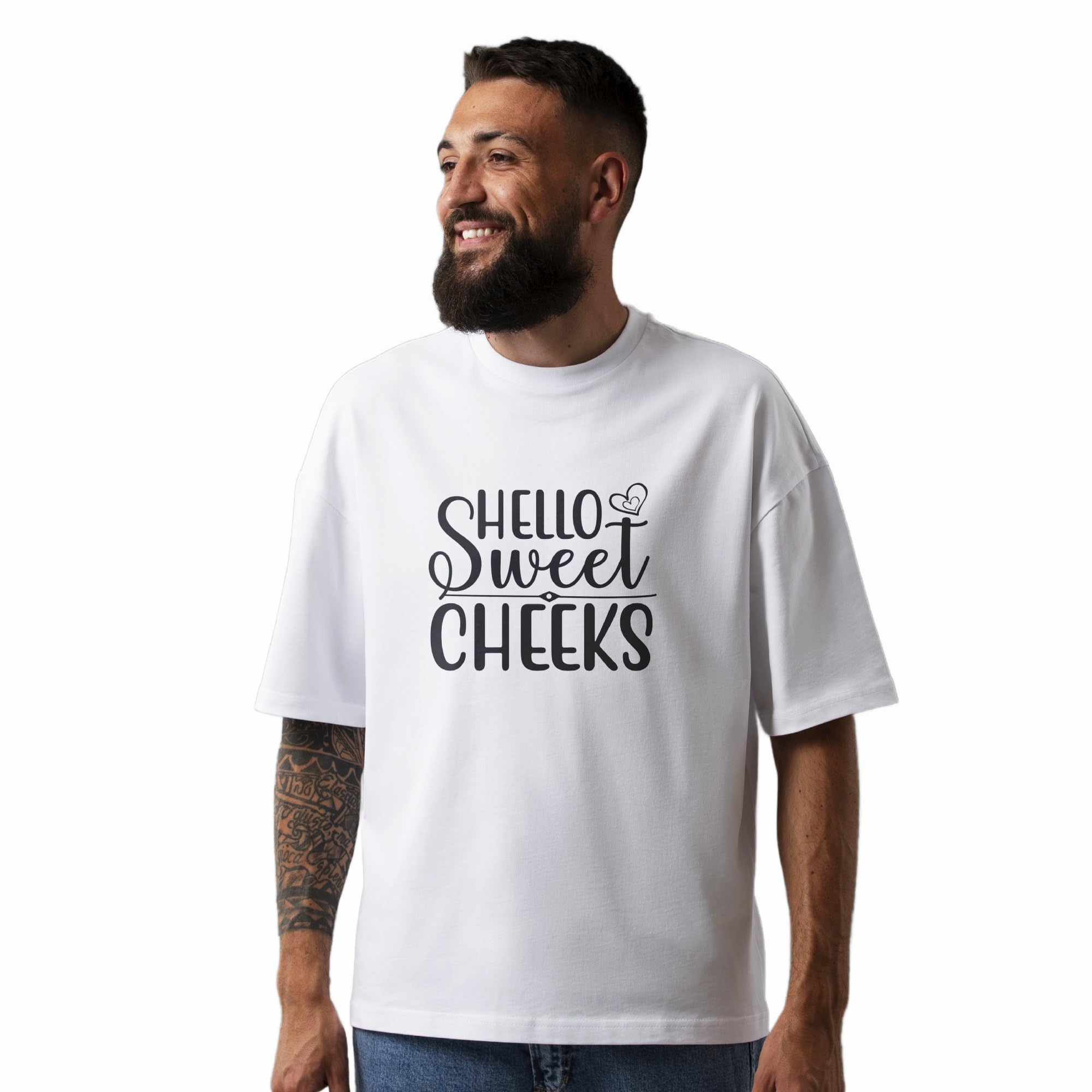 Seek Buy LoveUnisex Oversized T-Shirt with Cute Hello Sweet Cheeks Graphic, Casual Comfy Top