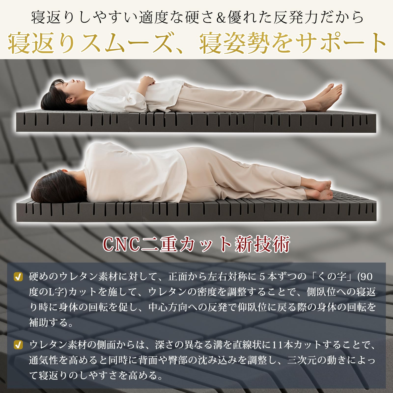 Amazon｜Softime マットレス セミダブル 3つ折り 【硬め250N/200N 高
