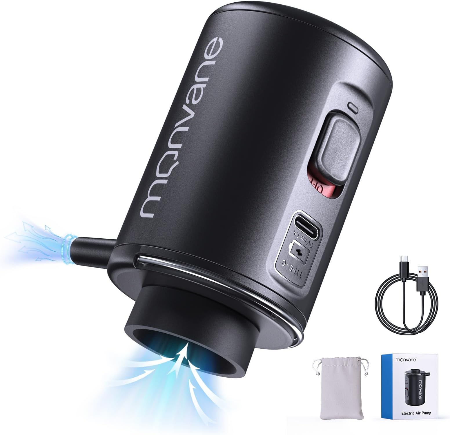 Vacuum Bag Electric Air Pump - Portable Vacuum Pump for Space Storage Bags Powerful Compression Pump for Clothes Blankets (Wireless), Black