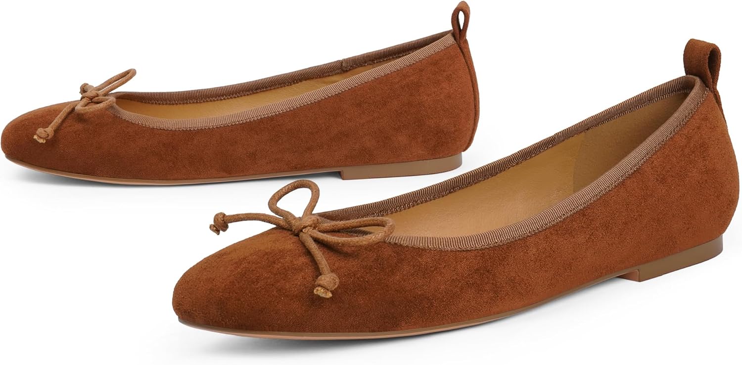 Modatope Ballet Flats with Bow Ballerina Closed Square Toe Slip on Bowknot Flats Shoes for Women Dressy - Image 5