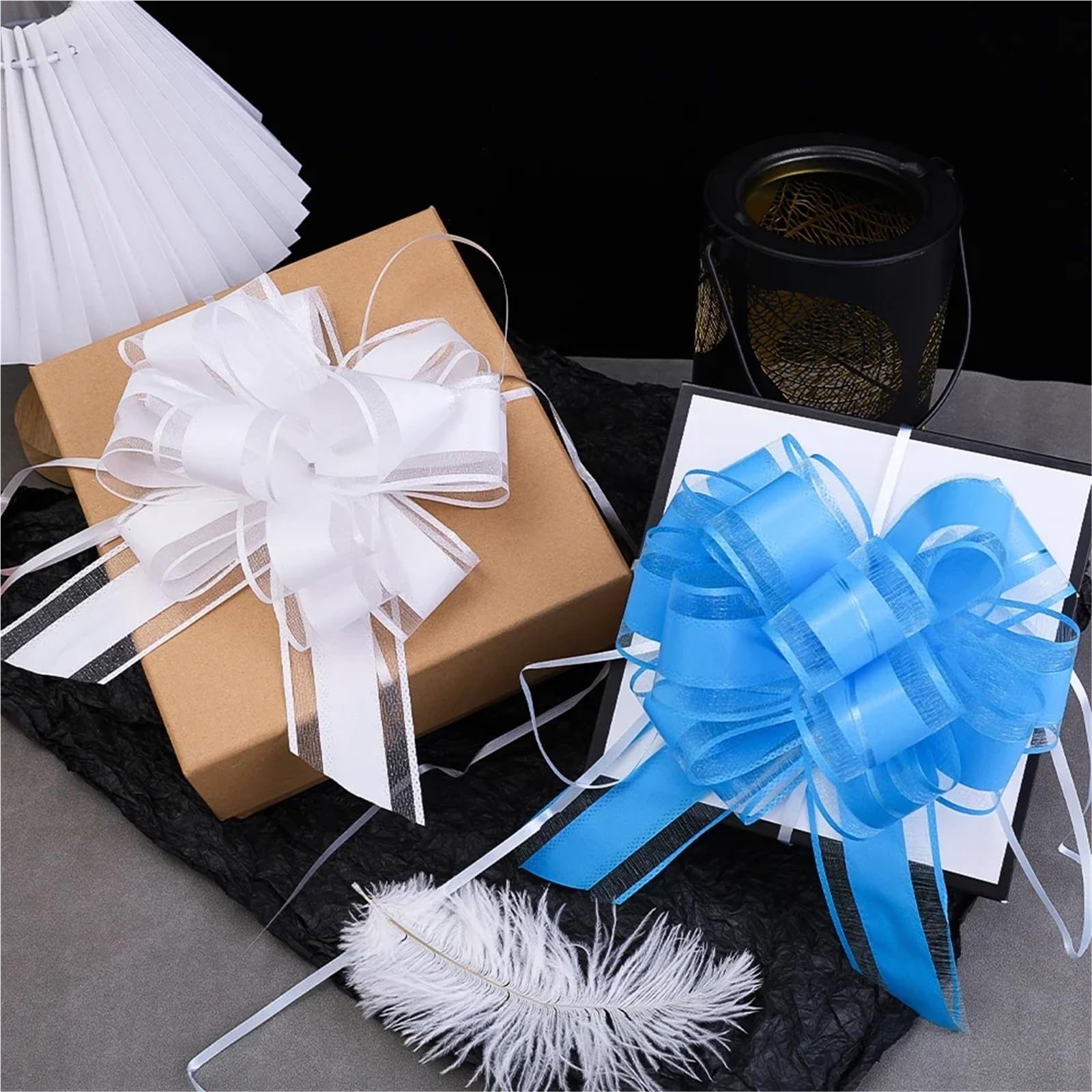 Fiocchi Regalo Fiocco di Lana Neve Grandi Dimensioni, Decorazione for Feste Compleanno e Matrimonio, for Confezioni Regalo, Nastri Floreali(White)