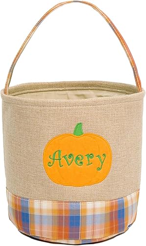 MTIANG Cesta de Halloween para niños, cubo personalizado de Halloween, para pedir o truco, grande, reutilizable, bolsa de mano de calabaza de