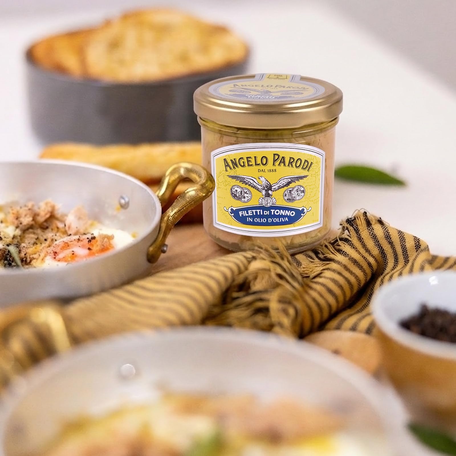 ANGELO PARODI - Filetti di Tonno a Pinne Gialle in Olio di Oliva Lavorati a Mano in Vaso Vetro 12 Confezioni da 150g
