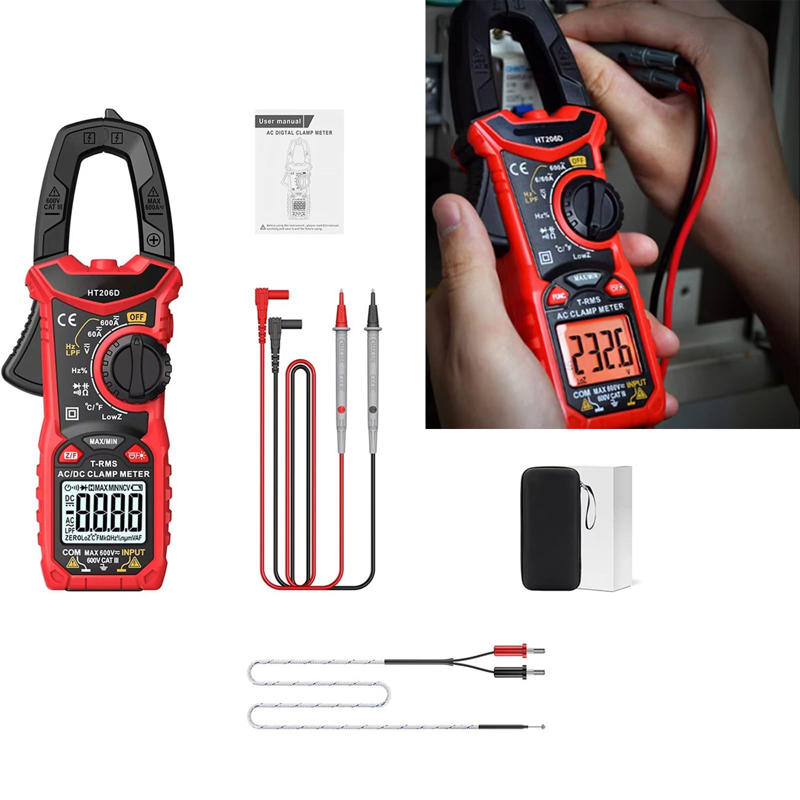 HT206D Advanced Clamp Meter Multimeter for Accurate Electrical Measurements in Household and Professional Setting