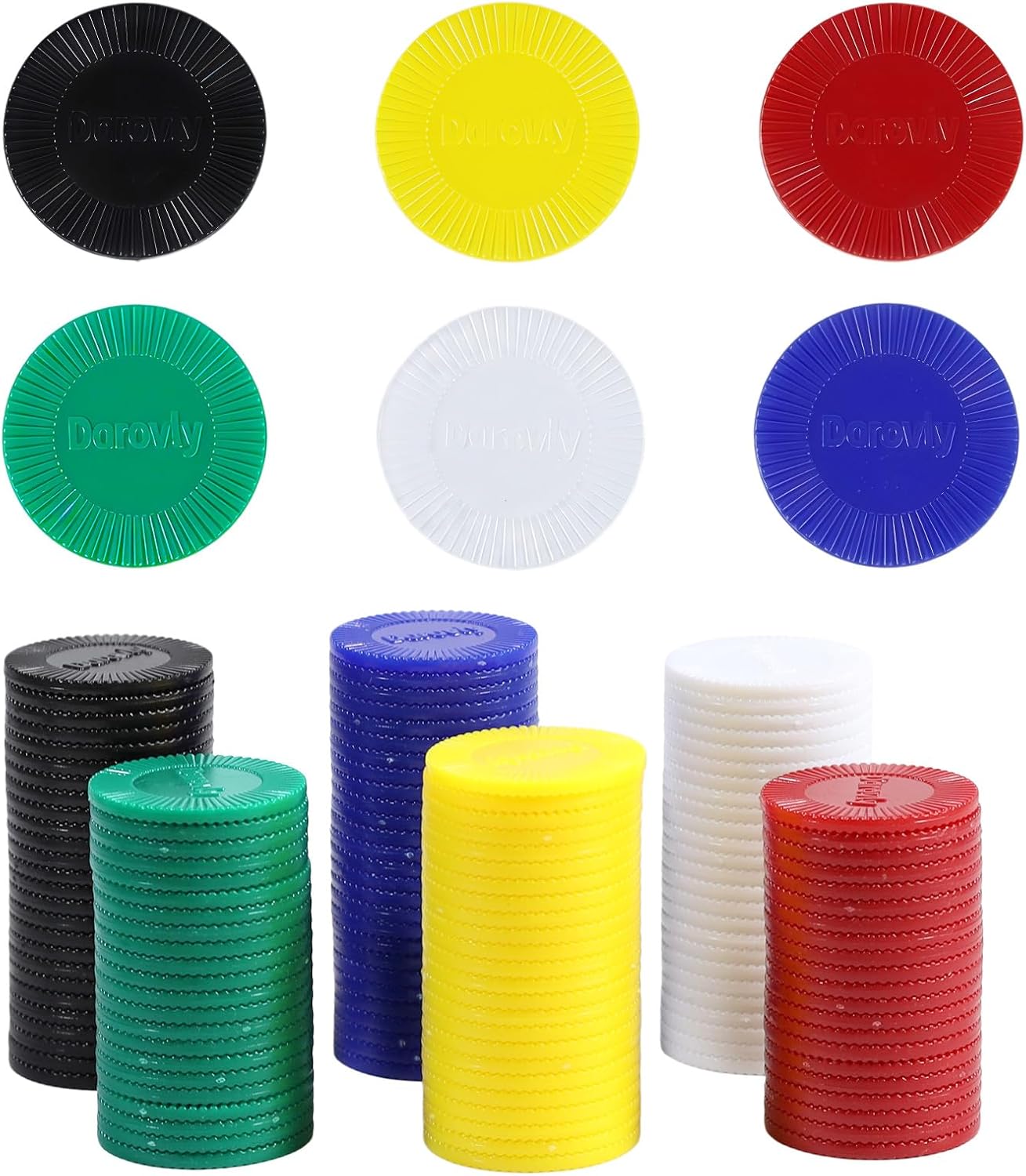 480Pcs Plastic Poker Chips Bulk Poker Card Game Chips Counting Markers for Game Play Learning Math Counting Kids Teaching Rewards（3CM/1.18Inch in Diameter,6 Colors）