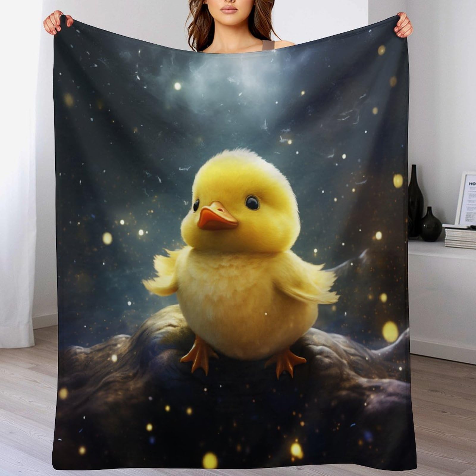 Jeté de canapé petit canard jaune en flannel pour des soirées cocooning douillettes au salon