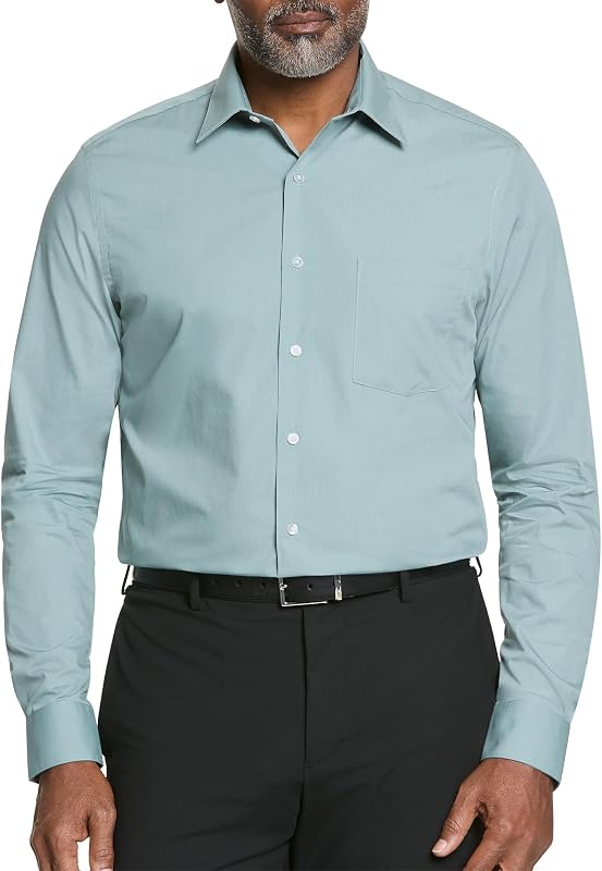 Van Heusen Camisa de vestir para hombre de corte regular de popelina lisa
