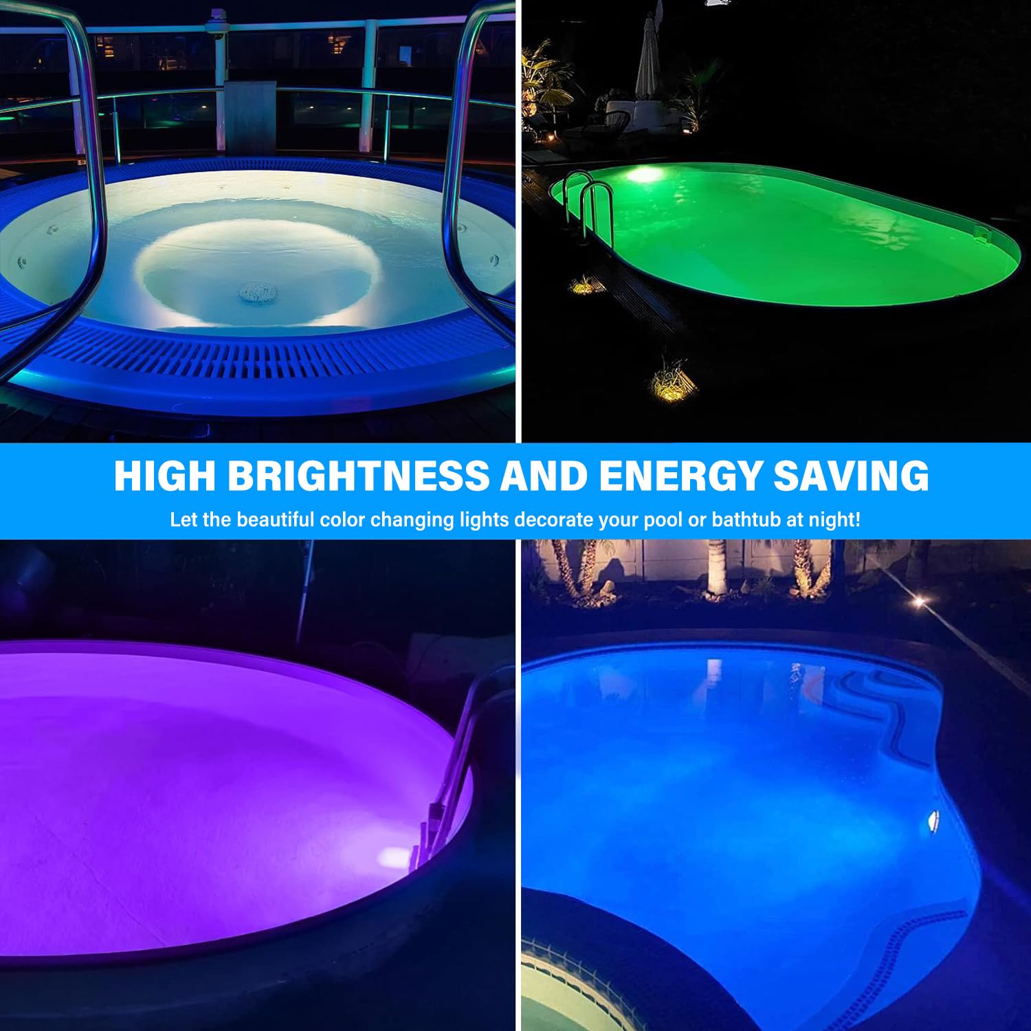 Tpamff 15W Kolor Zmieniający Spa Światło Do Basenu Naziemnego, Rgb Basenowa Żarówka Led Zamiennik 200W Tradycyjnej Żarówki，Rgb With Remote-12V