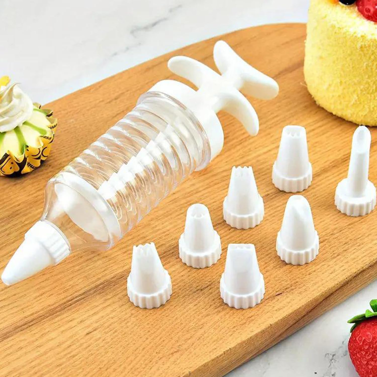Mlijzard Leidingspistool, Icing Piping Kit, Icing Piping Gun voor Cake Decorating, 14oz roestvrij staal Easy Cake Piping Kit, vervanging voor spuitzakken en spuitmonden set, glazuur spuit en
