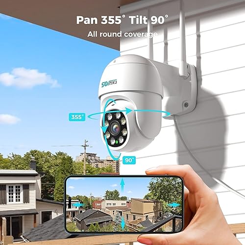 Miniatura 4 de SOVMIKU Sistema de cámara de seguridad inalámbrica detección humana 2K cámara PTZ PanTilt de 3MP para exteriores, vista de 360, seguimiento