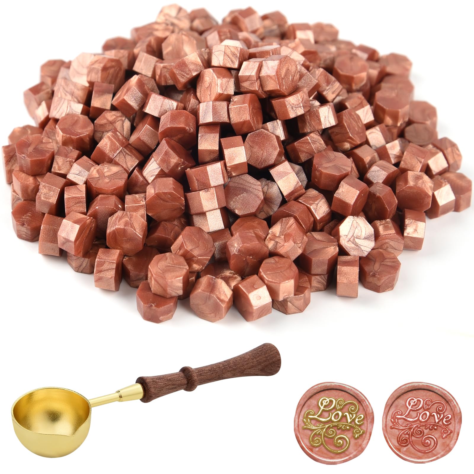 300 Perline Di Cera Per Sigilli Ottagonali - Color Giallo Arancione Per Inviti, Regali E Buste - Foto 4