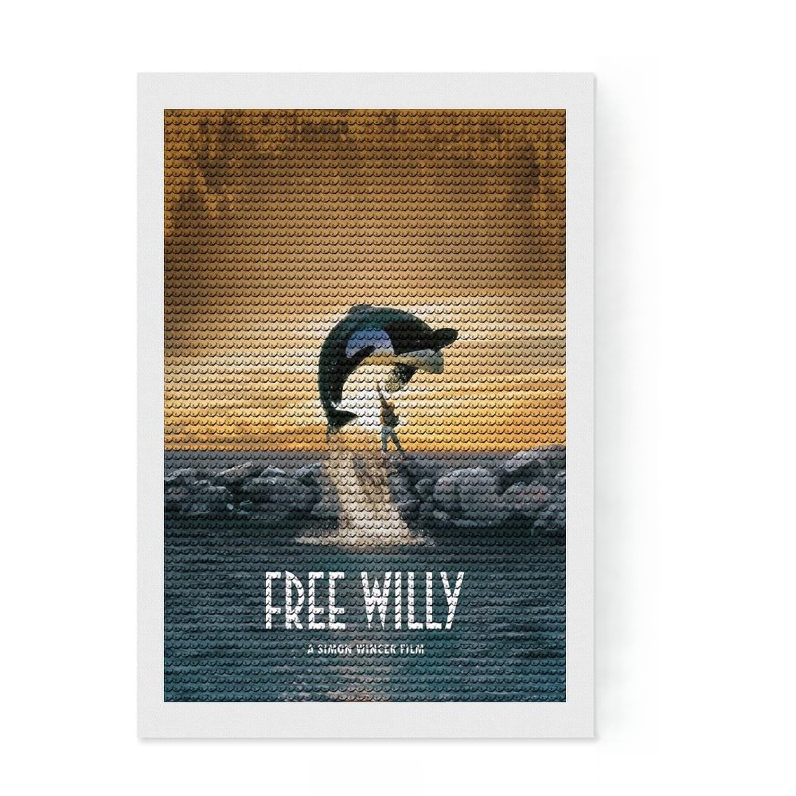 Junmoney Free Willy Diamond Style Art Kit 8"x12", Farmhouse Decor, Relaxing DIY, with Tool Kit, Thoughtful Present, DIY