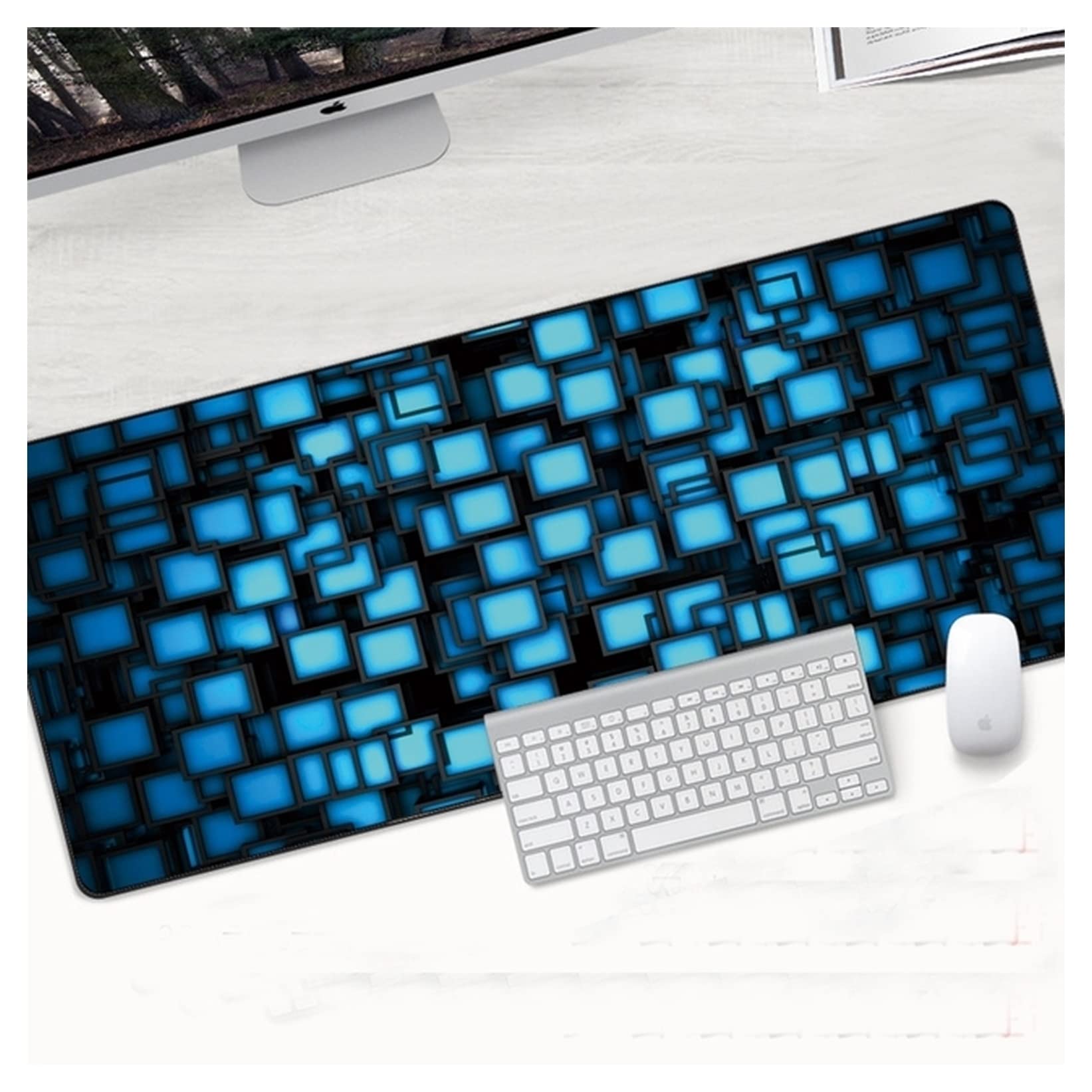 Alfombrillas geométricas grandes para teclado y ratón, almohadilla suave HD XL para computadora grande (DBX-032, 900 x 400 x 2 mm)