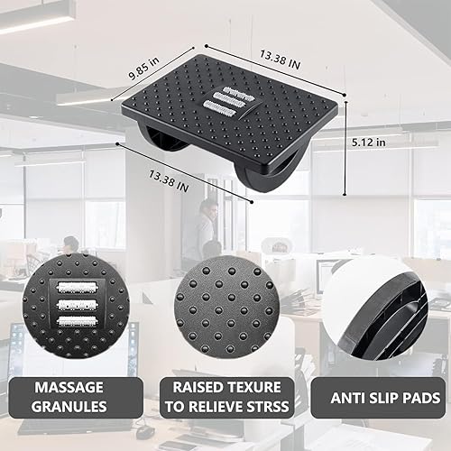 Miniatura 8 de Reposapiés ergonómico debajo del escritorio, mecedora para debajo del escritorio en el trabajo, reposapiés con soporte de pies para masaje de pies,